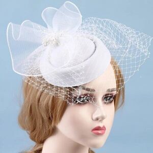 Pinup Accessories 1940s 1950s Retro Vintage Fascinator White Pillbox Veil Hat